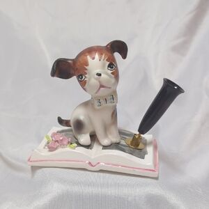 Vtg 50-60’s Japan Beagle Hound dog Puppy Puppy MCM Pen Holder Figurine Japan 3.5